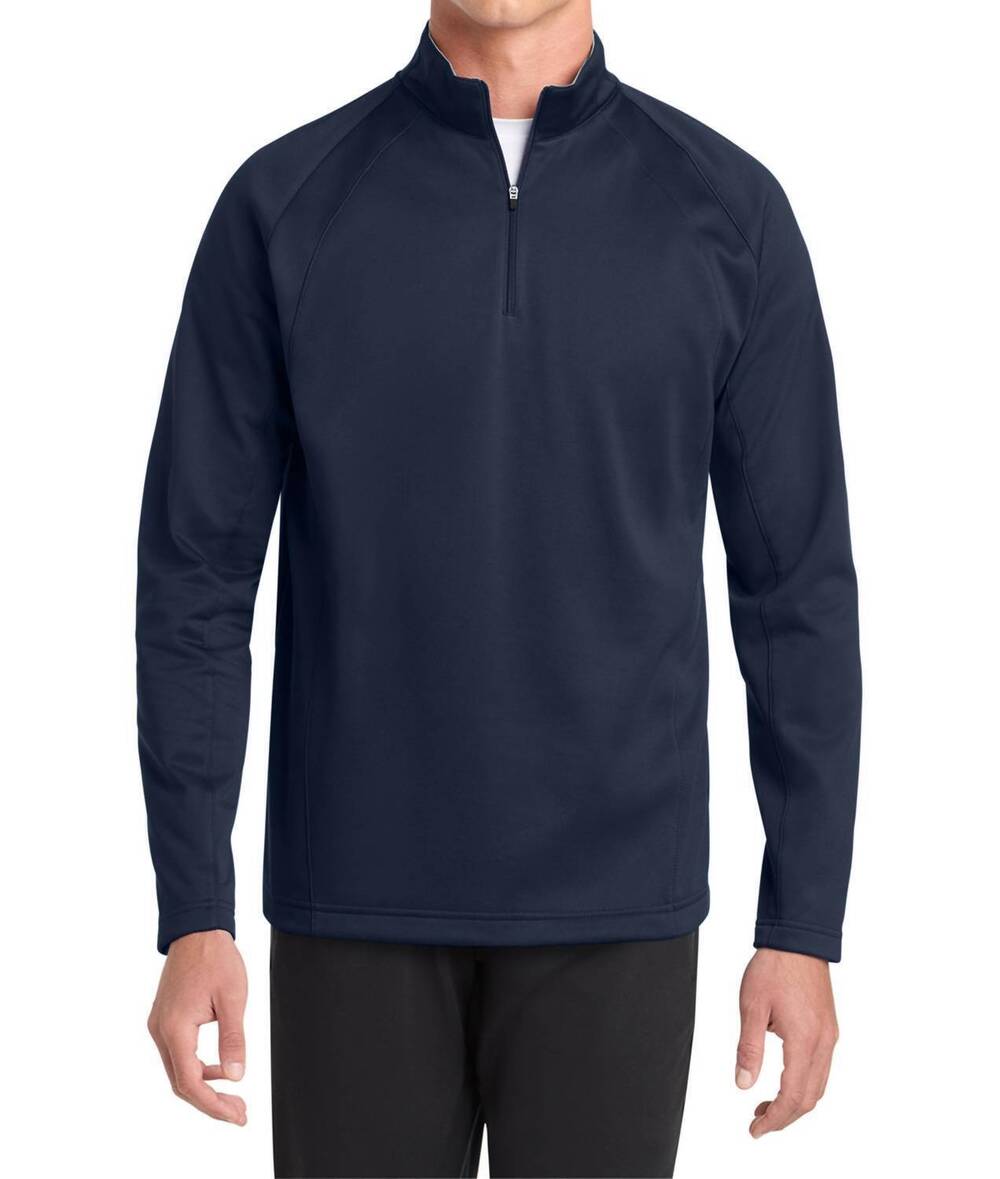 NEW SPORT-TEK sport-wick fleece 1/4-zip pullover in navy/silver